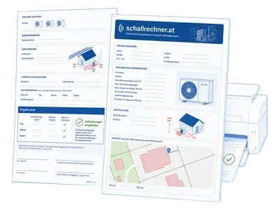 Bericht zur Wärmepumpen-Schallberechnung mit Lageplan